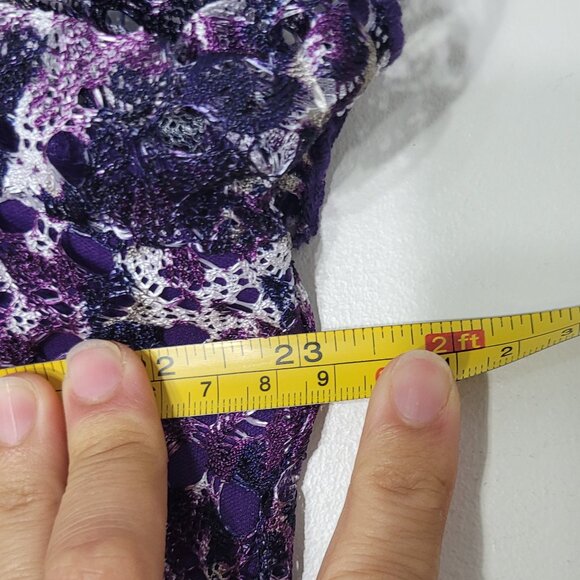 Brochure Women's Purple White Abstract Short Sleeve Scoop Neck Office Casual XL - Picture 9 of 10